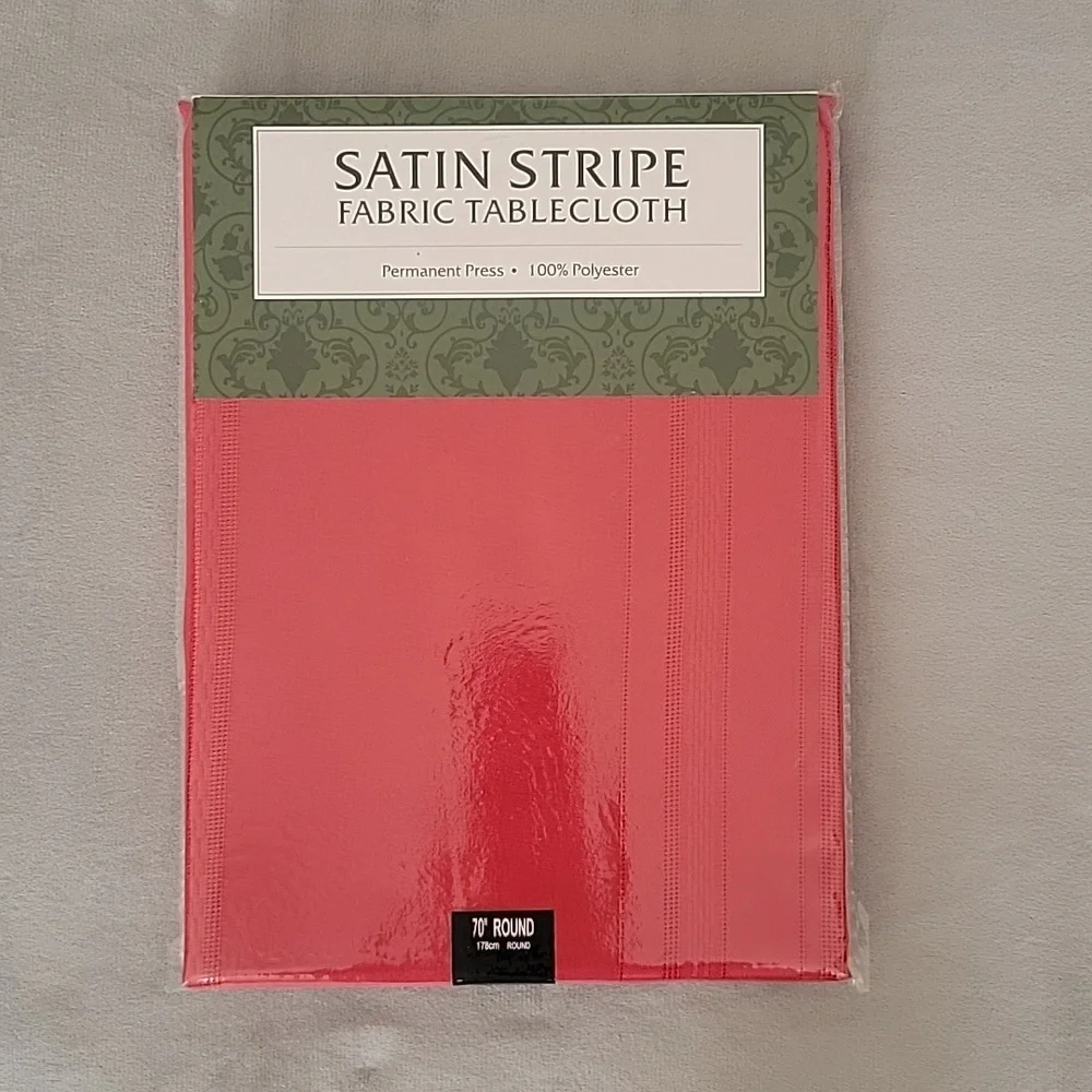 Satin Stripe Fabric Round Tablecloth 70